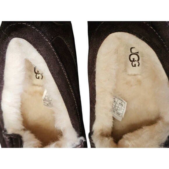UGG Ascot Slip On Loafers Espresso Brown Comfort Shoes Wool Sherpa Lined Mens 7 - Picture 12 of 15